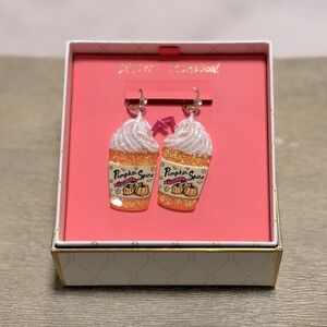 Betsy Johnson Pumpkin Spice Latte earrings NEW